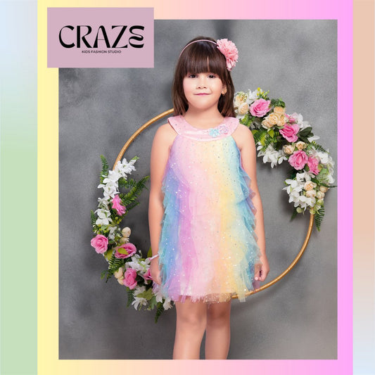 Short Rainbow Dress Dresses - Craze Fashion Studio