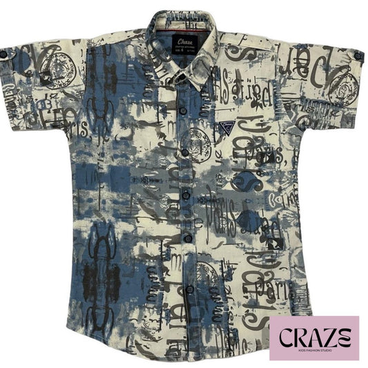 Printed Shirt half sleeves, Allover slub print Shirts - Craze Fashion Studio